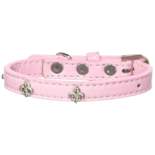 Mirage Pet Products Fleur De Lis Widget Dog Collar, Size 12, Light Pink Silver on Sale