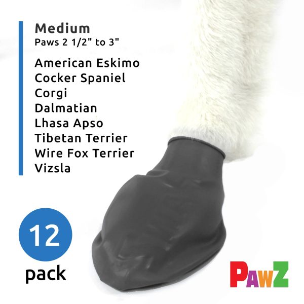 Pawz Waterproof Disposable and Reusable Rubberized Dog Boots - Black - Medium - 12 Pack Cheap - Image 2
